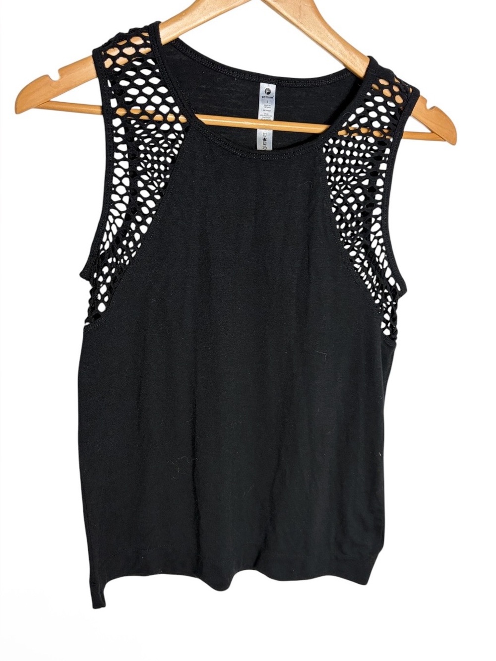 Black fishnet racer back tank top size S